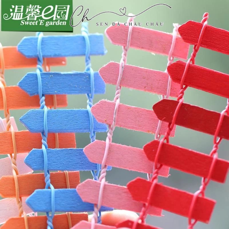 (Giao đơn từ 30K) Hàng rào gỗ mini dài 10cm - đủ màu